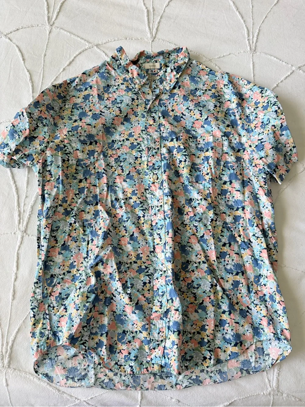 Men's J.Crew Floral Short-Sleeve Button-Up Shirt - Blue Multi